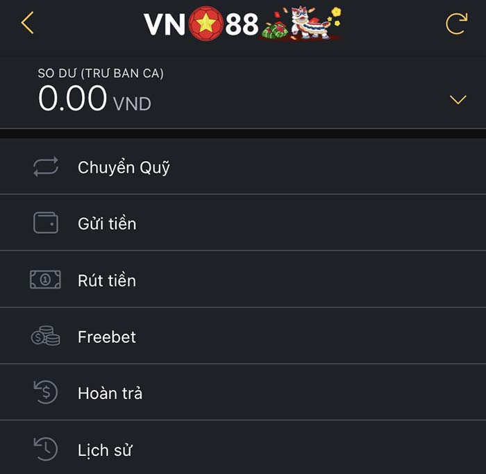 Gửi tiền vào vn88